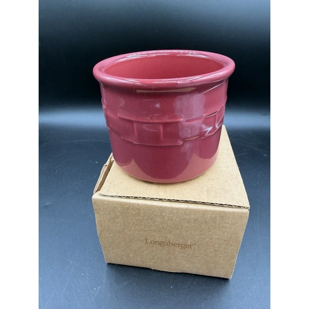Longaberger Pottery 1 Pint Salt Crock 🧂🌶️ Paprika – NIB New in Box